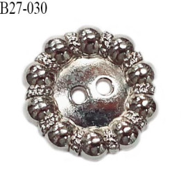 Bouton 27 mm en métal couleur chrome 2 trous diamètre 27 mm épaisseur 2.5 mm prix à l'unité