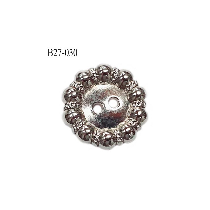 Bouton 27 mm en métal couleur chrome 2 trous diamètre 27 mm épaisseur 2.5 mm prix à l'unité