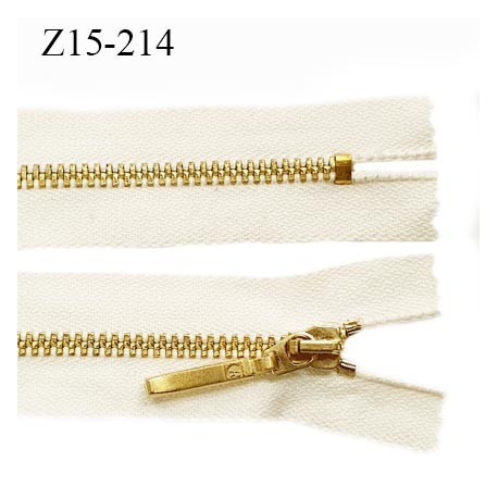 Fermeture zip 15 cm non séparable couleur doré or brillant longueur 15 cm largeur 2.5 cm glissière en métal prix à la pièce