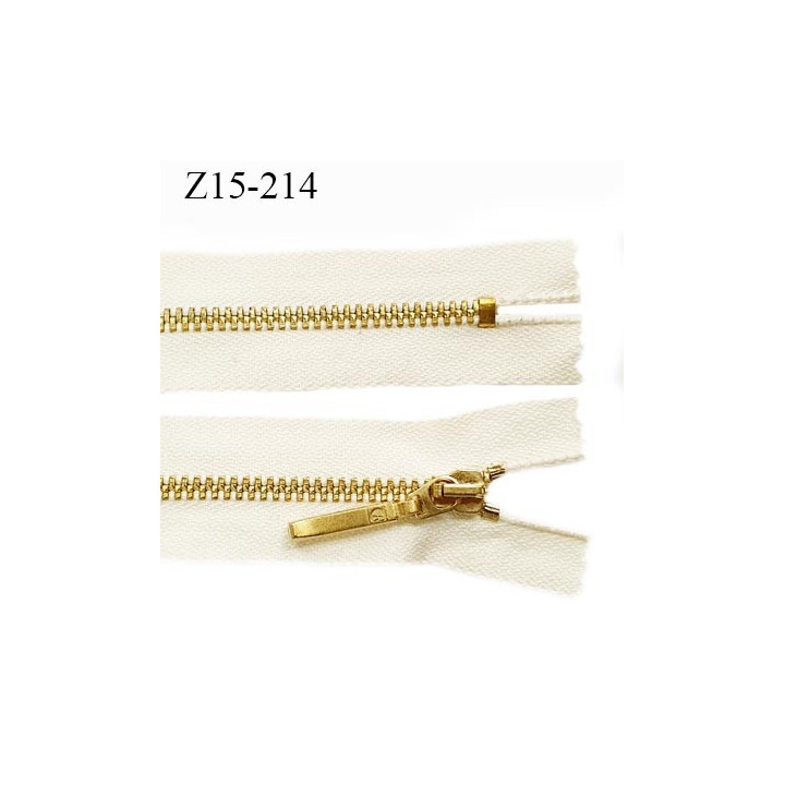 Fermeture zip 15 cm non séparable couleur doré or brillant longueur 15 cm largeur 2.5 cm glissière en métal prix à la pièce