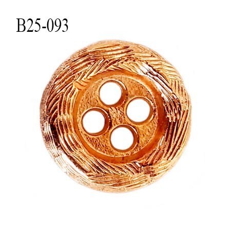 Bouton 25 mm en métal couleur cuivre brillant très joli 4 trous diamètre 25 mm épaisseur 3.7 mm prix à l'unité