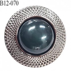 Bouton 12 mm pvc couleur pierre et acier brillant diamètre 12 mm épaisseur 8 mm accroche au dos avec un anneau prix à l'unité