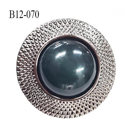 Bouton 12 mm pvc couleur pierre et acier brillant diamètre 12 mm épaisseur 8 mm accroche au dos avec un anneau prix à l'unité