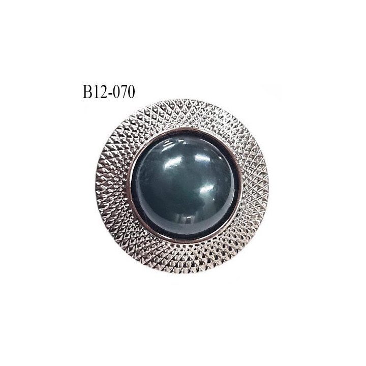 Bouton 12 mm pvc couleur pierre et acier brillant diamètre 12 mm épaisseur 8 mm accroche au dos avec un anneau prix à l'unité