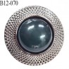 Bouton 12 mm pvc couleur pierre et acier brillant diamètre 12 mm épaisseur 8 mm accroche au dos avec un anneau prix à l'unité