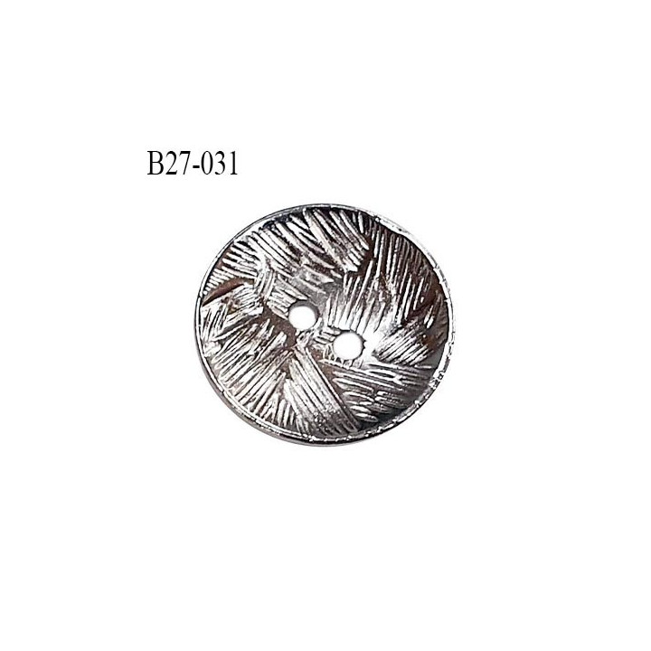 Bouton 27 mm en métal couleur chrome 2 trous diamètre 27 mm épaisseur 2 mm prix à l'unité
