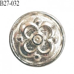 Bouton 27 mm en métal couleur argent accroche avec un anneau diamètre 27 mm épaisseur 3.5 mm prix à l'unité