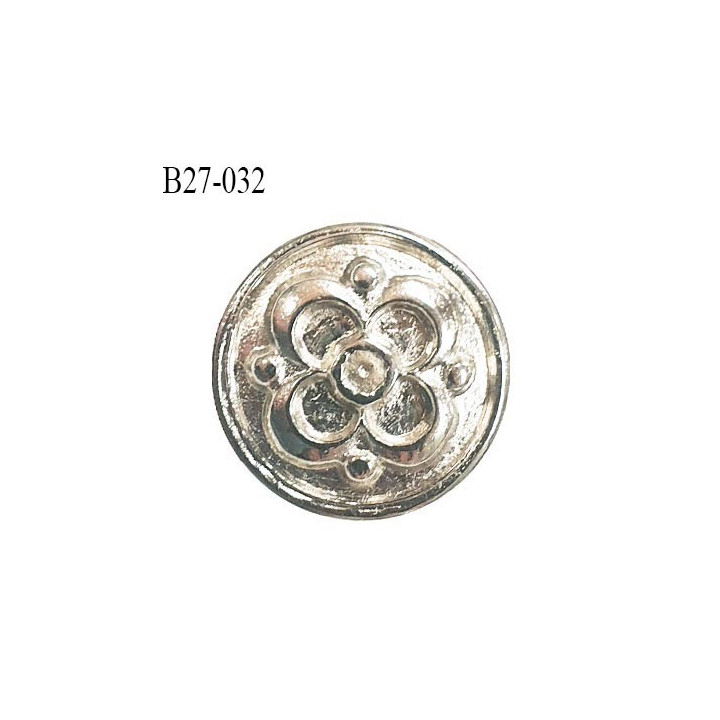 Bouton 27 mm en métal couleur argent accroche avec un anneau diamètre 27 mm épaisseur 3.5 mm prix à l'unité