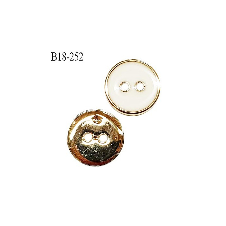 Bouton 18 mm en pvc couleur doré et naturel 2 trous diamètre 18 mm prix à l'unité