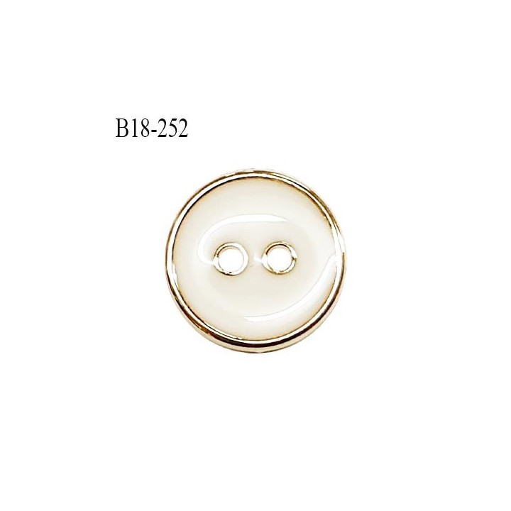 Bouton 18 mm en pvc couleur doré et naturel 2 trous diamètre 18 mm prix à l'unité