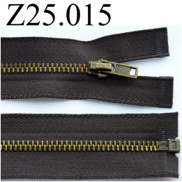 fermeture éclair  longueur 25 cm couleur marron taupe non séparable zip métal largeur 2,5 cm