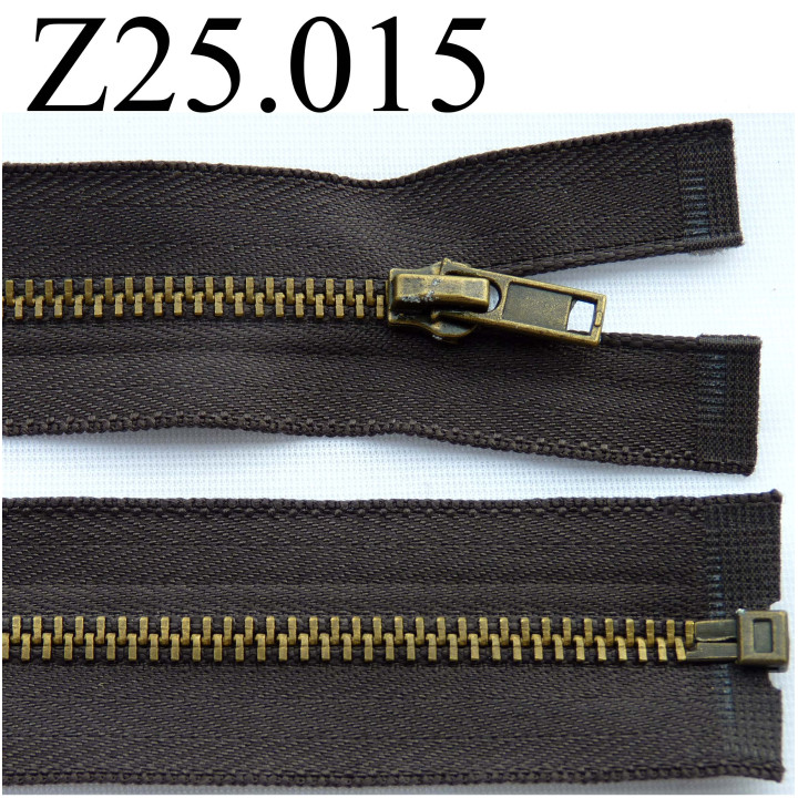 fermeture éclair  longueur 25 cm couleur marron taupe non séparable zip métal largeur 2,5 cm