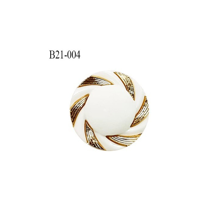 Bouton 21 mm en pvc couleur naturel et doré diamètre 21 mm accroche avec un anneau épaisseur 6 mm prix au mètre