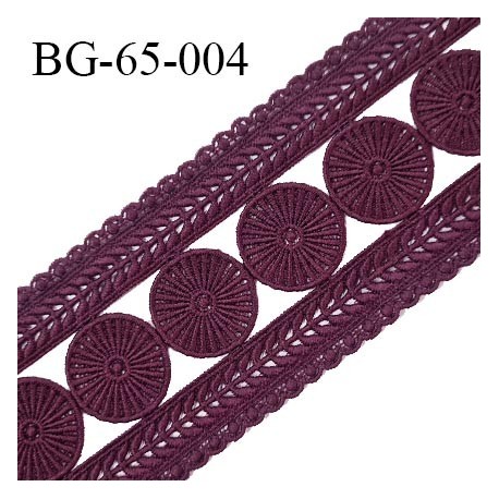 Galon ruban passementerie largeur 65 mm couleur bordeaux coton et synthétique prix au mètre