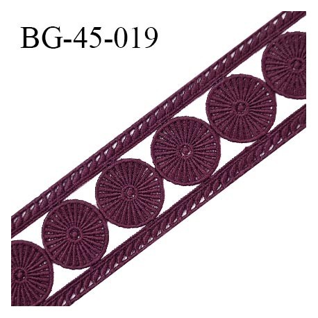 Galon ruban passementerie largeur 45 mm couleur bordeaux coton et synthétique prix au mètre