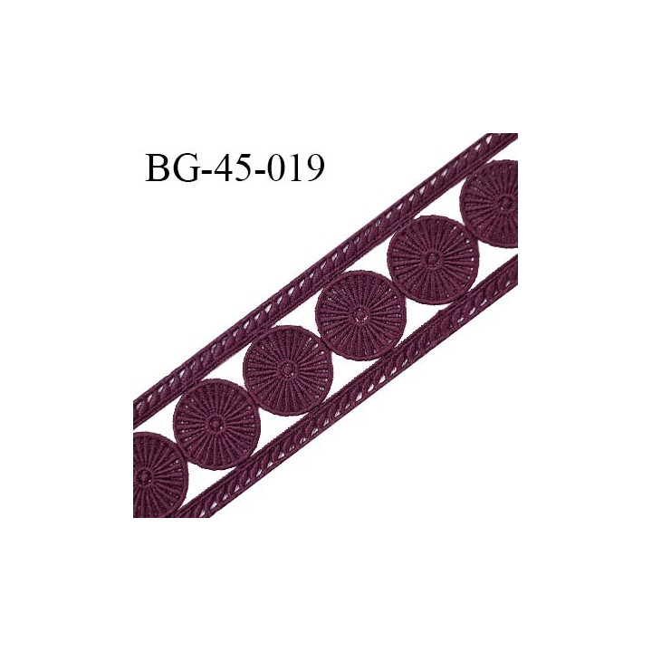 Galon ruban passementerie largeur 45 mm couleur bordeaux coton et synthétique prix au mètre