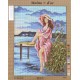 Canevas à broder 50 x 60 cm marque MAINS D'OR thème "femme les pieds dans l'eau"