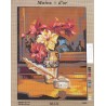 Canevas à broder 50 x 60 cm marque MAINS D'OR thème "bouquet et encrier"