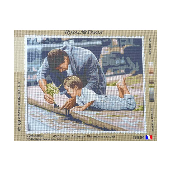 Canevas à broder 45 x 65 cm marque ROYAL PARIS thème L'EDUCATION d'après Kim ANDERSON fabrication française