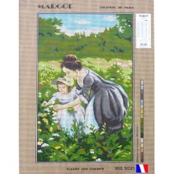 Canevas à broder 45 x 65 cm marque MARGOT thème FLEURS DES CHAMPS fabrication française