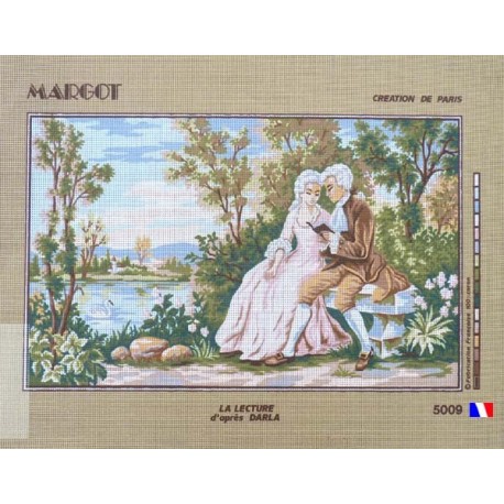 Canevas à broder 45 x 65 cm marque MARGOT thème LA LECTURE D'APRES DARLA fabrication française