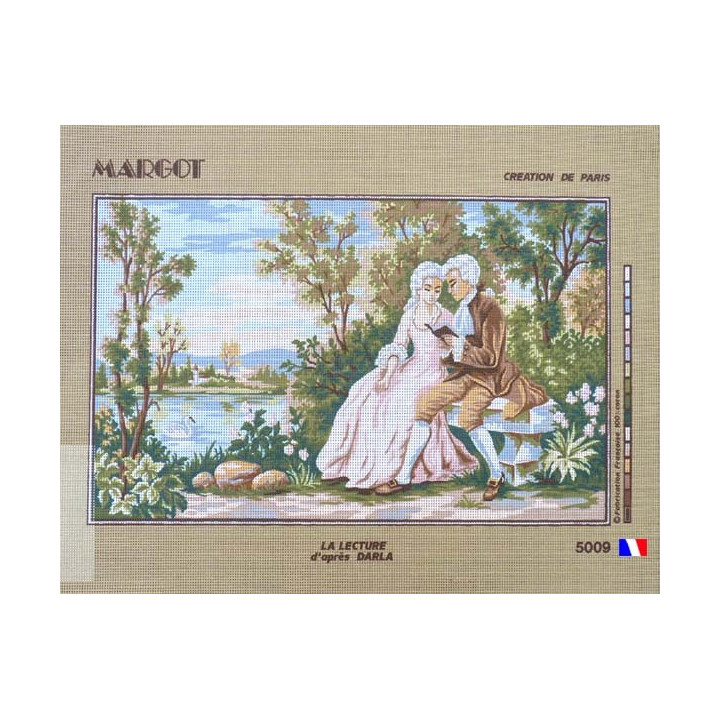 Canevas à broder 45 x 65 cm marque MARGOT thème LA LECTURE D'APRES DARLA fabrication française