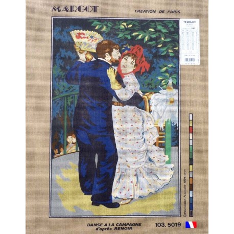 Canevas à broder 45 x 65 cm marque MARGOT thème DANSE A LA CAMPAGNE D'APRES RENOIR frabrication française