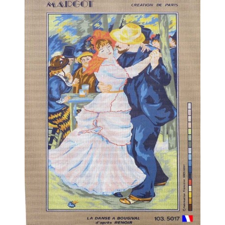 Canevas à broder 45 x 65 cm marque MARGOT thème DANSE A BOUGIVAL D'APRES RENOIR fabrication française