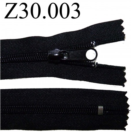 fermeture éclair longueur 30 cm couleur noir non séparable zip nylon largeur 3,2 cm largeur du zip 6.5 mm