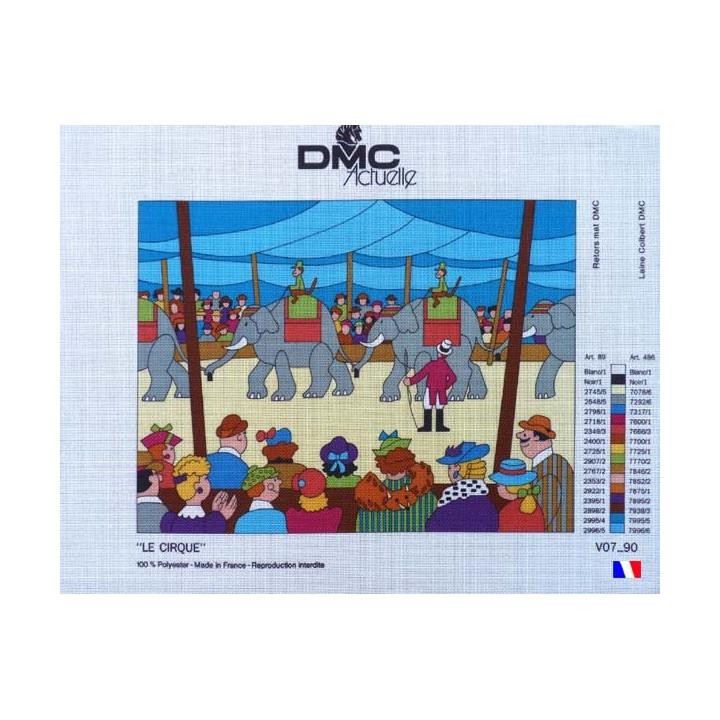 Canevas à broder 50 x 65 cm marque DMC ACTUELLE thème "le cirque" fabrication française