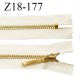 Fermeture zip 18 cm couleur beige longueur 18 cm largeur 2.8 cm non séparable glissière métal couleur doré prix à l'unité