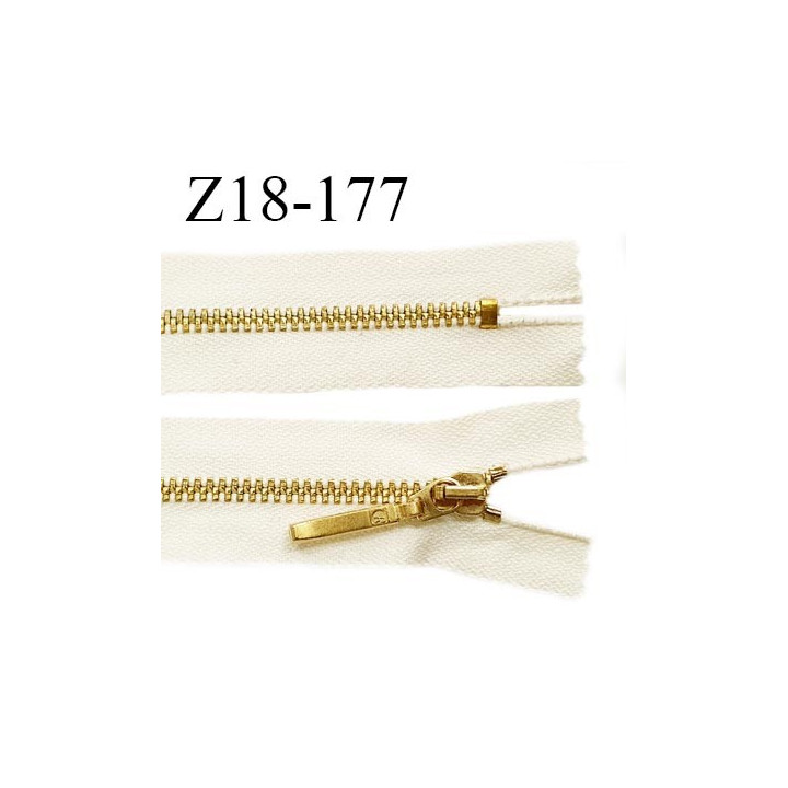 Fermeture zip 18 cm couleur beige longueur 18 cm largeur 2.8 cm non séparable glissière métal couleur doré prix à l'unité