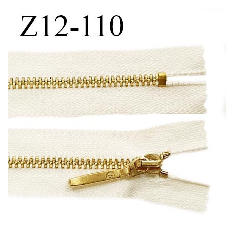 Fermeture zip 12 cm couleur beige longueur 12 cm largeur 2.8 cm non séparable glissière métal couleur doré prix à l'unité