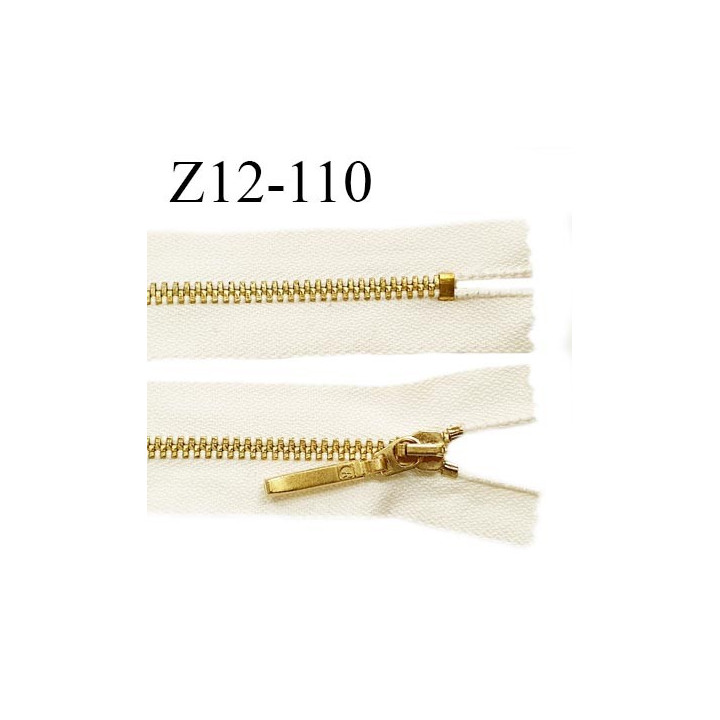Fermeture zip 12 cm couleur beige longueur 12 cm largeur 2.8 cm non séparable glissière métal couleur doré prix à l'unité