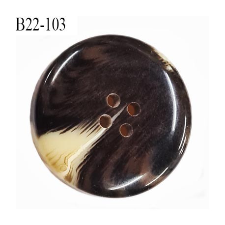Bouton 22 mm en pvc couleur marron marbré veiné ivoire diamètre 22 mm épaisseur 6.8 mm prix à l'unité