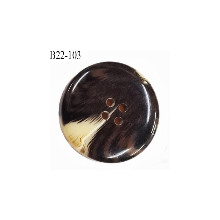 Bouton 22 mm en pvc couleur marron marbré veiné ivoire diamètre 22 mm épaisseur 6.8 mm prix à l'unité