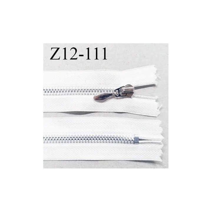 Fermeture zip 12 cm non séparable couleur naturel glissière métal couleur chrome curseur métal longueur 12 cm prix à l'unité