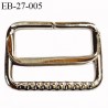 Boucle étrier rectangle  27 mm coulissant métal  chromé largeur extérieur 3 cm intérieur 2.7 cm hauteur 2.4 cm