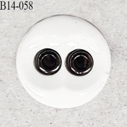 Bouton 14 mm en pvc couleur naturel et chrome 2 trous diamètre 14 mm épaisseur 4.5 mm prix à la pièce