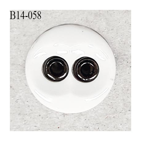 Bouton 14 mm en pvc couleur naturel et chrome 2 trous diamètre 14 mm épaisseur 4.5 mm prix à la pièce