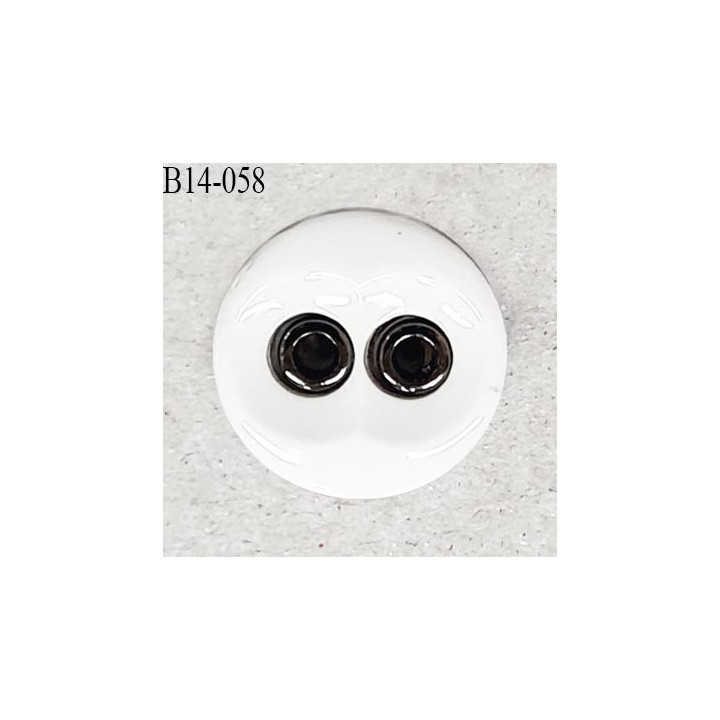 Bouton 14 mm en pvc couleur naturel et chrome 2 trous diamètre 14 mm épaisseur 4.5 mm prix à la pièce