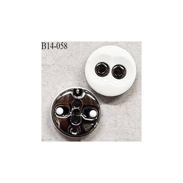 Bouton 14 mm en pvc couleur naturel et chrome 2 trous diamètre 14 mm épaisseur 4.5 mm prix à la pièce