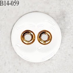 Bouton 14 mm en pvc couleur naturel et chrome 2 trous diamètre 14 mm épaisseur 4.5 mm prix à la pièce