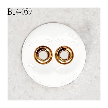 Bouton 14 mm en pvc couleur naturel et chrome 2 trous diamètre 14 mm épaisseur 4.5 mm prix à la pièce