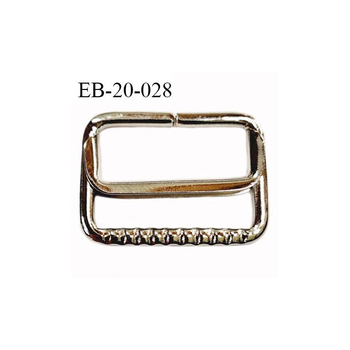 Boucle coulissante rectangle métal chromé largeur extérieur 2.8 cm intérieur 2.3 cm hauteur extérieur 2.1 cm prix à l'unité
