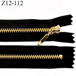 Fermeture zip 12 cm couleur noir longueur 12 cm largeur 2.8 cm non séparable glissière métal couleur doré prix à l'unité
