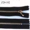 Fermeture 20 cm zip à glissière longueur 20 cm couleur noir non séparable zip métal alu largeur 2.7 cm largeur du zip 4 mm