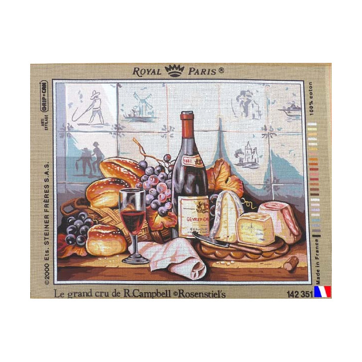 Canevas à broder 45 x 60 cm marque ROYAL PARIS thème le grand cru de R.CAMPBELL fabrication française