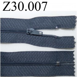 fermeture éclair longueur 30 cm couleur gris bleuté non séparable zip nylon largeur 2,5 cm