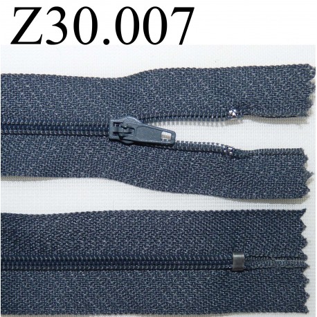 fermeture éclair longueur 30 cm couleur gris bleuté non séparable zip nylon largeur 2,5 cm